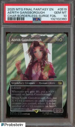 2025 MTG Final Fantasy EN Borderless Surge Foil #0519 Aerith Gainsborough PSA 10 - Image 1