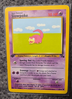 Slowpoke 55/62 Fossil 1st Edition Regular Pokemon Card - Image 1