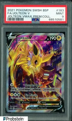 2021 Pokemon SWSH BSP Premium Collection #183 FA Jolteon V PSA 9 MINT - Image 1