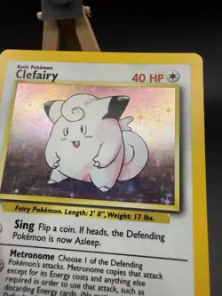 Pokemon TCG Clefairy Base Set Holo Unlimited Rare Card 5/102 LP Condition - Image 2