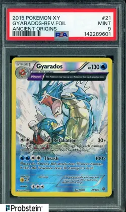 2015 Pokemon XY Ancient Origins #21 Gyarados Reverse Foil PSA 9 MINT - Image 1