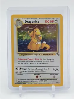 DRAGONITE 1999 POKEMON BASE SET FOSSIL RARE HOLO A 4/62 Q1048 - Image 1