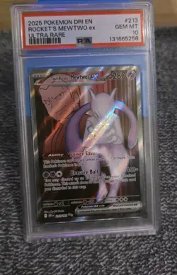 Pokemon Team Rocket's Mewtwo ex 213/182 Destined Rivals Ultra Rare Holo PSA 10 - Image 2