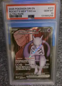 Pokemon Team Rocket's Mewtwo ex 213/182 Destined Rivals Ultra Rare Holo PSA 10 - Image 3