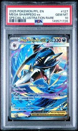 2025 POKEMON PHANTASMAL FLAMES SPECIAL ILLUSTRATION RARE MEGA SHARPEDO EX PSA 10 - Image 1
