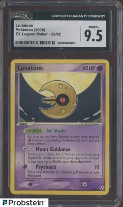 2006 Pokemon EX Legend Maker #20 Lunatone CGC 9.5 MINT+ - Image 1
