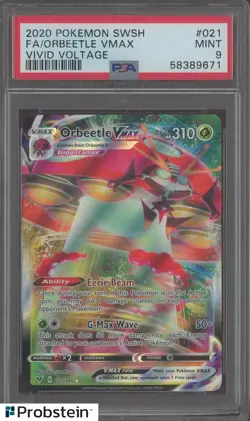 2020 Pokemon SWSH Vivid Voltage #021 FA Orbeetle VMAX PSA 9 MINT - Image 1