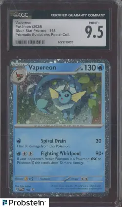 2025 Pokemon SVP EN BSP Prismatic Evolutions Poster #168 Vaporeon CGC 9.5 - Image 1