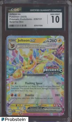 2025 Pokemon PRE EN Double Rare #030 Jolteon ex CGC 10 GEM MINT - Image 1