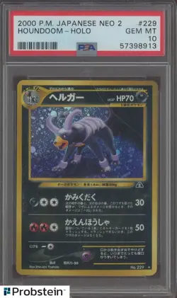 2000 Pokemon Japanese Neo 2 #229 Houndoom Holo PSA 10 GEM MINT - Image 1