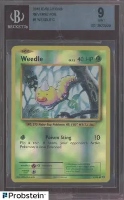 2016 Pokemon Evolutions #5 Weedle Reverse Foil BGS 9 MINT - Image 1