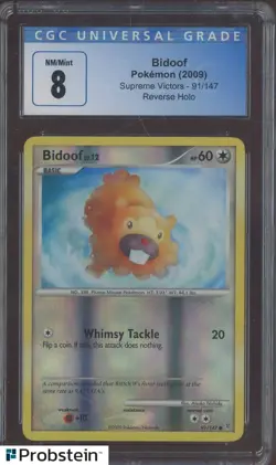 2009 Pokemon Supreme Victors #91 Bidoof Reverse Foil CGC 8 NM-MT - Image 1