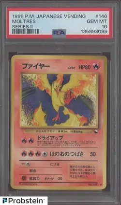 1998 Pokemon Japanese Vending Series II #146 Moltress PSA 10 GEM MINT - Image 1