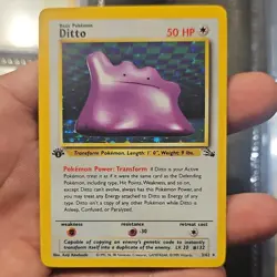 Pokemon Ditto 1st Edition Holo Rare Fossil 3/62 50HP 1999 WOTC Card - Image 1
