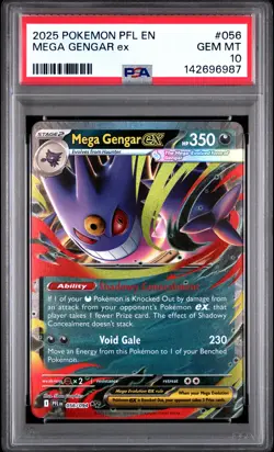 2025 POKEMON PFL EN-PHANTASMAL FLAMES #056 MEGA GENGAR EX PSA 10 - Image 1