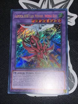 Yugioh! TCG Elemental HERO Flame Wingman - Infernal Rage BLMR-EN012 Secret Rare - Image 1