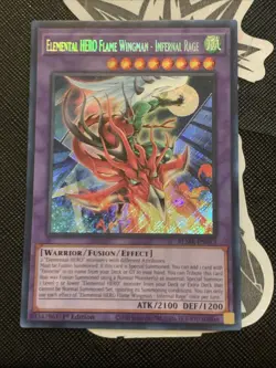 Yugioh! TCG Elemental HERO Flame Wingman - Infernal Rage BLMR-EN012 Secret Rare - Image 2