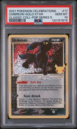 2021 POKEMON CELEBRATIONS CLASSIC COLLECTION #17 UMBREON-GOLD STAR PSA 10 - Image 1