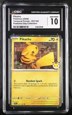 CGC 10 Pikachu 051/162 Holo Stamped Pokemon Day 2026 Pokemon Card - Image 1