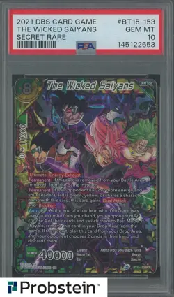 2021 DBS Card Game Secret Rare #BT15-153 The Wicked Saiyans PSA 10 GEM MINT - Image 1