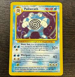 Pokemon TCG - ENGLISH BASE SET UNLIMITED RARE POLIWRATH Holo Card 13/102 LP MP - Image 1