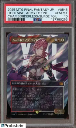 2025 MTG Final Fantasy Borderless Surge Foil JPN Lightning Army of One PSA 10 - Image 1