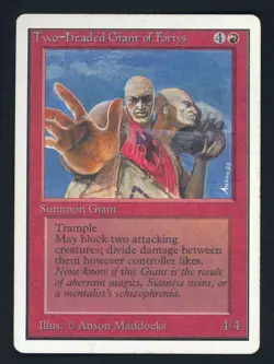 1994 MTG Magic The Gathering Unlimited Edition Two-Headed Giant of Foriys - Image 1