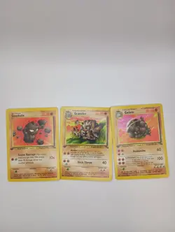 Vintage 1999 Pokemon Cards Lot Fossil First Ed Geodude Line Lp-Mp - Image 1