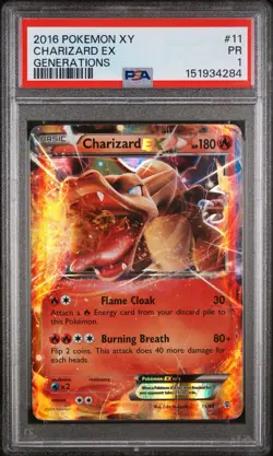 2016 Pokemon Charizard EX 11/83 HOLO PM Generations - PSA 1 Low Pop - Image 1