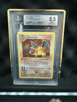 Pokemon Charizard #4 Base Set 1st Edition Holo BGS 8.5 NM-MT+ Clean Grail - Image 1