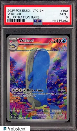 2025 Pokemon JTG EN Illustration Rare #162 Wailord PSA 9 MINT - Image 1