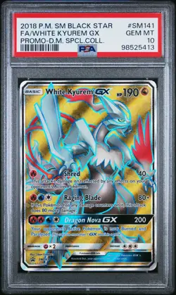Pokemon White Kyurem GX SM141 Full Art Black Star Promo Dragon Majesty PSA 10 - Image 1