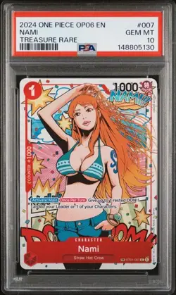 2024 One Piece OP06-Wings of the Captain Nami Treasure Rare 007 PSA 10 - Image 1
