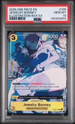 2025 One Piece Promos Jewelry Bonney Illustration Box EX 105 PSA 10 - Image 1