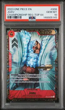 2023 One Piece Promos Jozu Championship Regional-Top 64 008 PSA 10 - Image 1