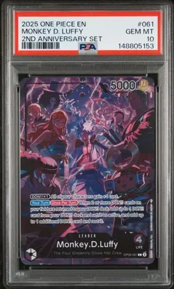 2025 One Piece English Version 2nd Anniversary Set Monkey D. Luffy 061 PSA 10 - Image 1