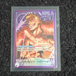 Bandai One Piece Card Game Donquixote Doflamingo OP01-060 Leader Special Foil - Image 1