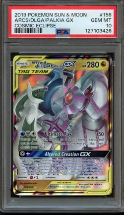 Arceus & Dialga & Palkia GX 156/236 Cosmic Eclipse PSA 10 Gem Mint Pokemon Card - Image 1