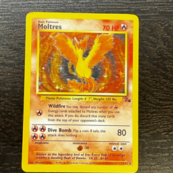 POKEMON TCG - ENGLISH FOSSIL SET MOLTRES 12/62 HOLO RARE CARD LP MP - Image 1