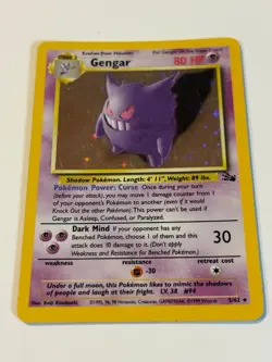 Gengar 5/62 Fossil Holo WOTC Unlimited Pokemon Tcg 1999 [LP] - Image 3