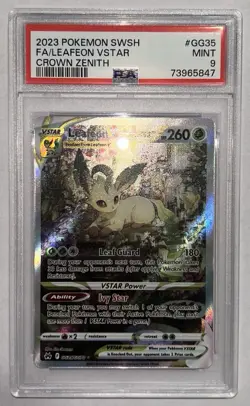 2023 POKEMON SWORD & SHIELD CROWN ZENITH #GG35 FULL ART/LEAFEON VSTAR PSA 9 - Image 1