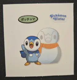 Japanese Piplup Snowman Daiichi Pan Deco Winter Sticker Pokemon Trading CG NM - Image 1