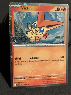 Victini 12/86 NM Black Bolt Stamp RARE HOLO BLEED ERROR + SWIRL Pokemon TCG - Image 3