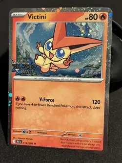 Victini 12/86 NM Black Bolt Stamp RARE HOLO BLEED ERROR + SWIRL Pokemon TCG - Image 4