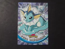 2000 Topps Pokemon Series 3 #134 Vaporeon Blue Logo 1st Edition TV Animation - Image 1