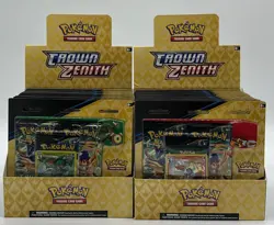 Lot of (24) Pokemon TCG Crown Zenith Pin Collection 3-Pack Blisters w/Displays - Image 1