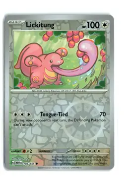Lickitung 108/165 151 Reverse Holo Rare Pokemon TCG NM-LP - Image 1