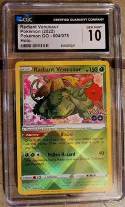 Radiant Venusaur 004/078 - CGC Gem Mint 10 - Pokemon GO - Pokemon TCG 2022 - Image 2