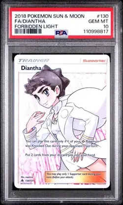 PSA 10 DIANTHA 130 FORBIDDEN LIGHT SUN & MOON TRAINER POKEMON - Image 1