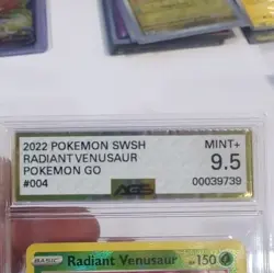 2022 Pokemon GO Radiant Venusaur Radiant Rare Holo 004/078 AGS 9.5 Graded - Image 3